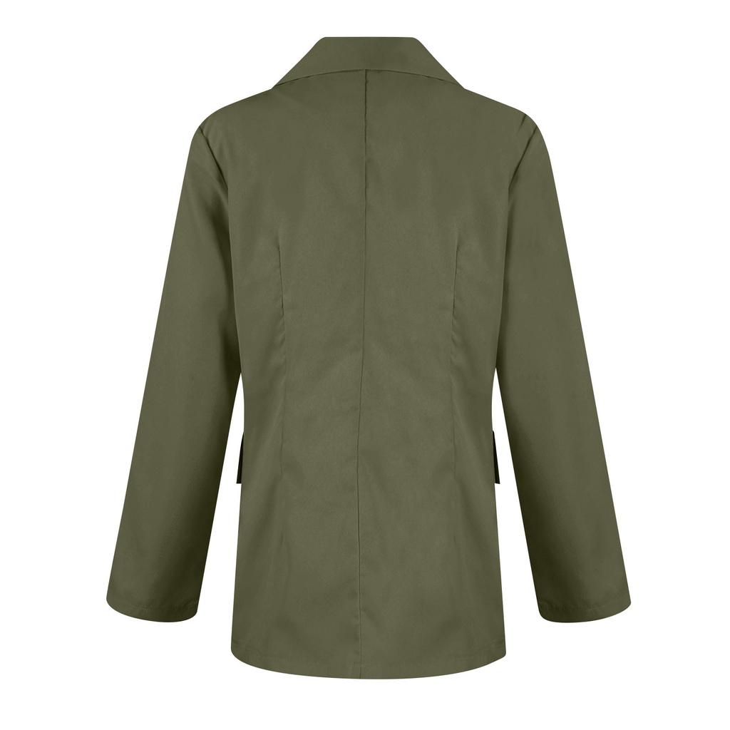 Женское повседневное рабочее пальто с длинным рукавом и V-образным вырезом на одной пуговице, однотонное