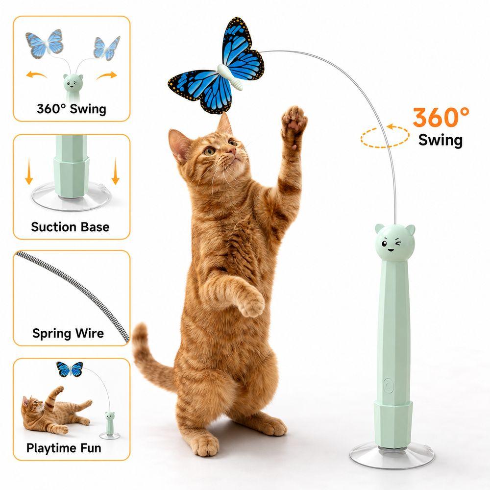 ABS Butterfly Cat Teaser Electric Rotating Automatic Cat Toy New Interactive Cat Toy Pet Gifts