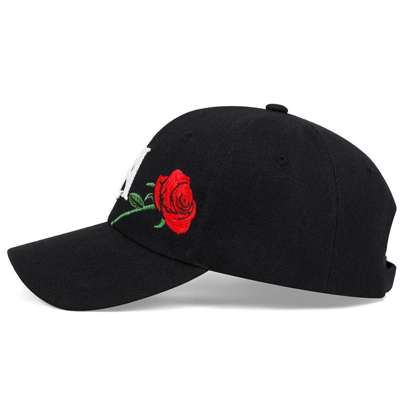Unisex Rose Letter Embroidery Baseball Caps Spring and Autumn Outdoor Adjustable Casual Hats Hip Hop Hat Sunscreen Hat