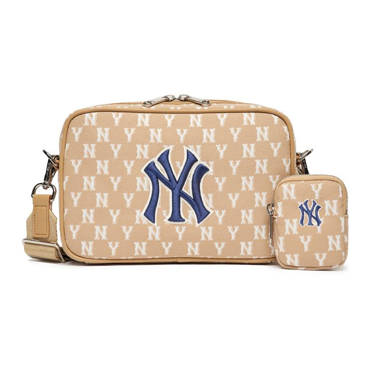 New MLB Monogram Collection Polyester Tofu Bag Combo Bag Camera Bag Shoulder Bag Unisex Khaki 3ACRM012N-50BGD