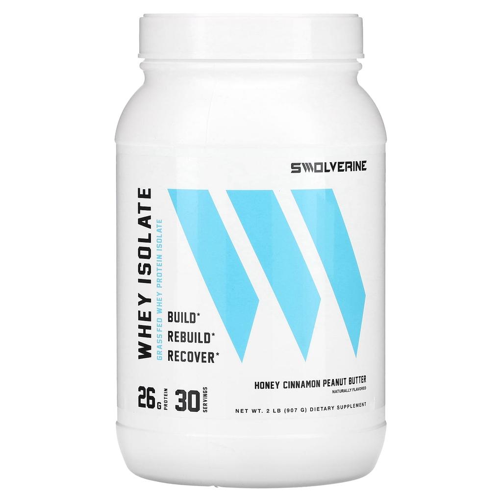 Swolverine, whey isolate, honey cinnamon peanut butter, 907 g (2 lb)