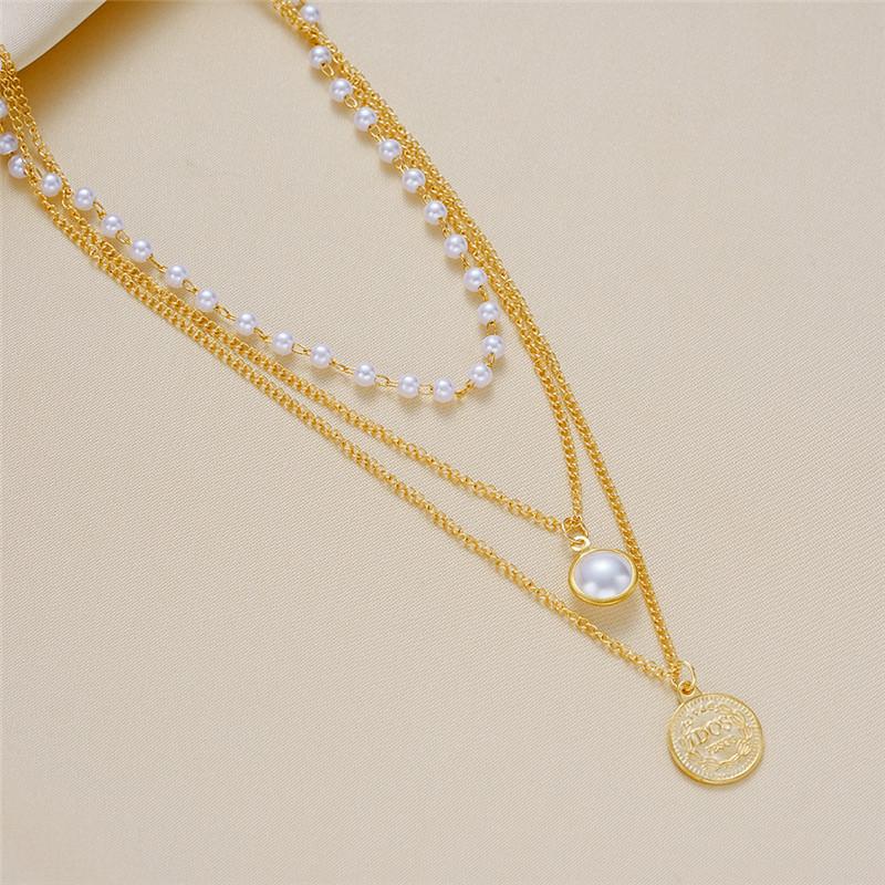 2025 Fashion Multi Layer Pearl Choker Necklace Cute 3 Layer Chain Coin Pendant Neckalce For Women Jewelry Girl Gift