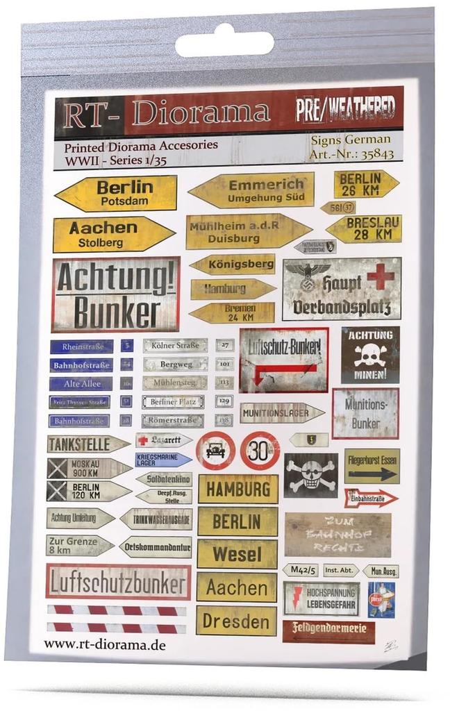 RT Аксессуар для диорамы Печатный Немецкий указатель Второй мировой войны Миниатюрный аксессуар RTD35843 1/35 (Декорации)