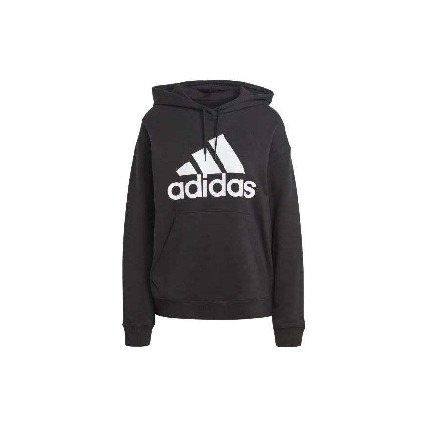 Adidas Женские топы с капюшоном и завязками на логотипе, черные HR4934