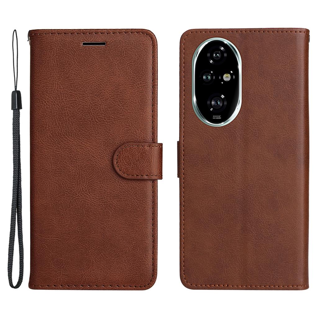 Чехол-кошелек с подставкой и ремешком для Honor 200 Pro 5G, однотонный кожаный чехол для мобильного телефона