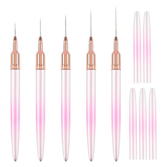 5Pcs Nail Painting Pen Elongated Lines DIY Nylon Wool Durable Manicure Edge Puller Set Polish Salon