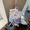 Ветрозащитный кружевной клетчатый рюкзак осенний новый нишевый дизайн пушистый оборка по краю диагональная сумка через плечо женская
