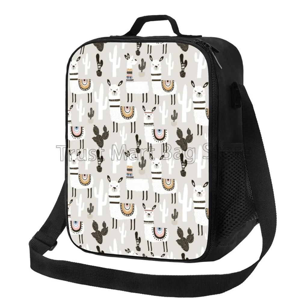 Милая сумка для ланча в виде животного из альпаки для школы, работы, офиса, пикника, ламы, кактуса, контейнеры для ланча с плечевым ремнем