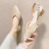 Fashion Women Low Heels Sandals 2025 Summer New Fashion Suede Pointed Toe Shallow Dress Shoes for Women Casual Slippers Zapatos De Mujer