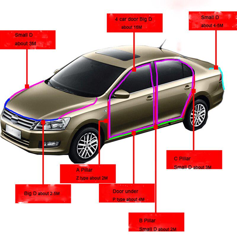Уплотнительная полоса для двери автомобиля, резиновые наклейки типа DZP, шумоизоляция, защита от пыли, звукоизоляция, уплотнительные ленты, аксессуары для интерьера