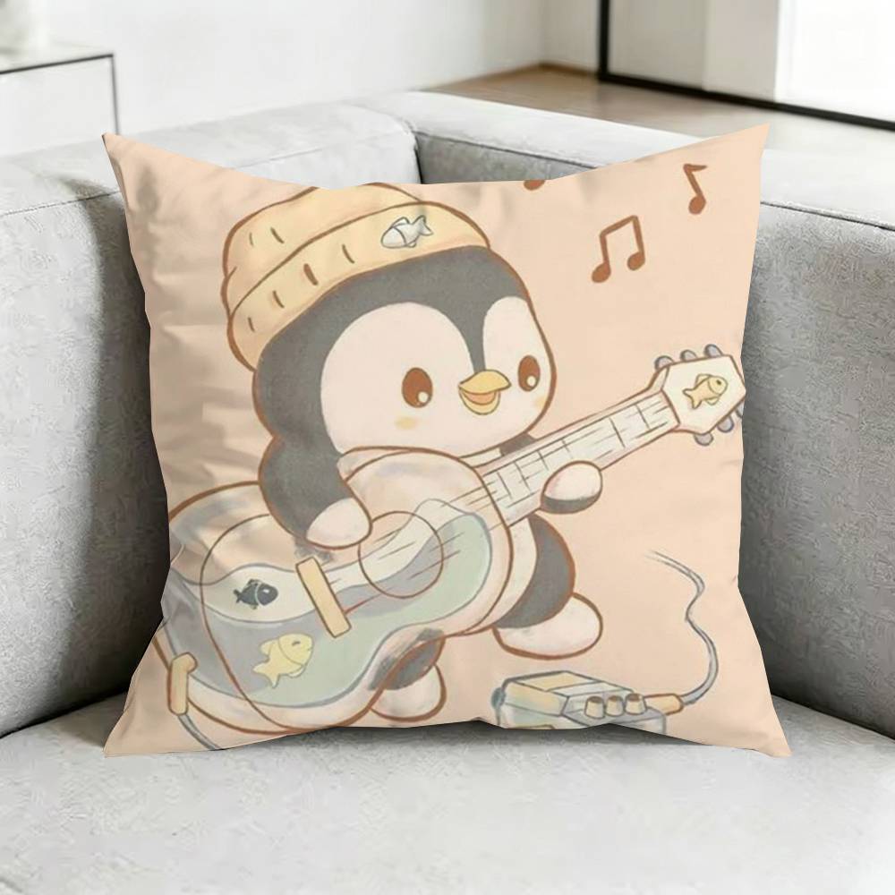 Cute Penguin Kawaii Cartoon Pillow Case Square DoubleSided Sofa Cushion Cover Bedroom Bedside Pillow Gift