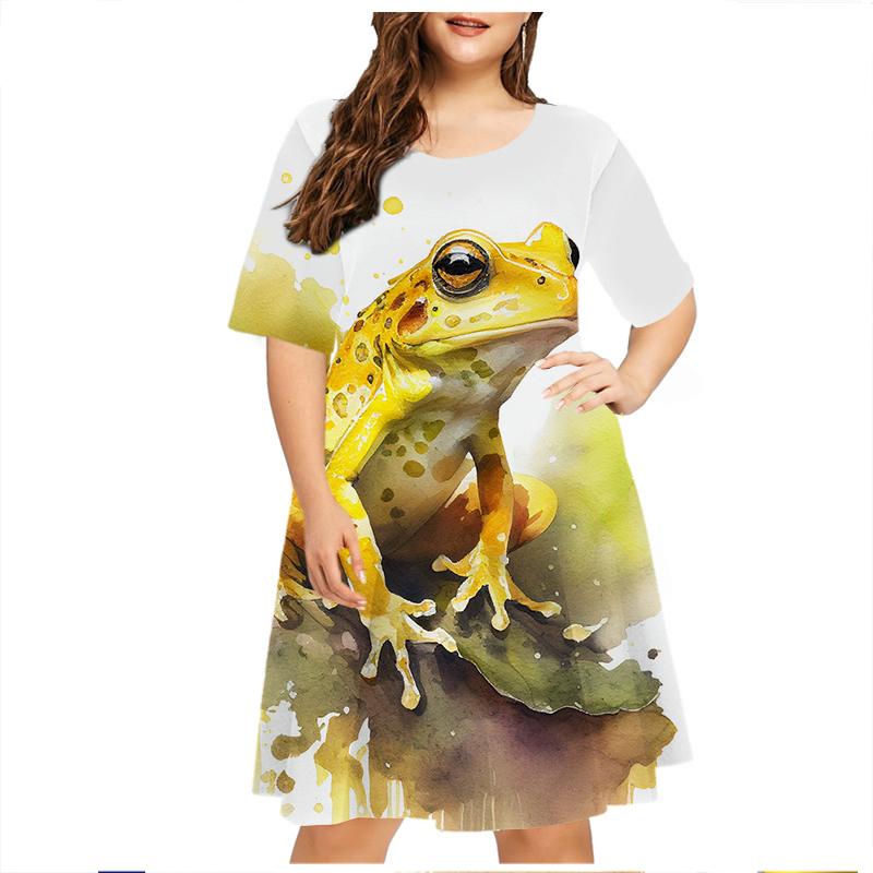 Женское свободное платье Animal Series с коротким рукавом и принтом льва в стиле тай-дай 3D, повседневное летнее платье в уличном стиле
