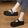 Летние новые повседневные модные полутапочки baotou с одним словом, квадратной пряжкой, нишевый дизайн, кекс, толстая подошва, качающиеся, перетаскиваемые