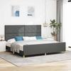 Bed Frame with Headboard Dark Gray 200 x 200 cm Fabric