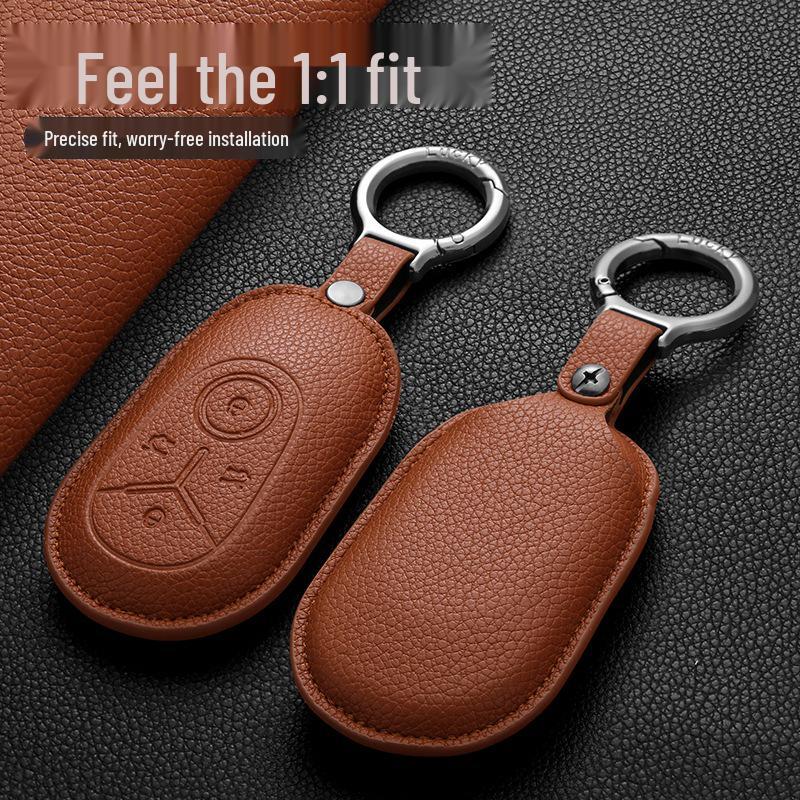 Geely Key Case Genuine Leather for Xingyue, Boyue, Galaxy, Xingyuan, Emgrand, Xingrui, Bin Yue, ICON, Bin Rui with Buckle