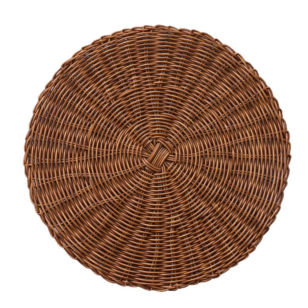 Imitation Rattan Woven Placemats Round Coaster Pastoral Tableware Mat Living Room