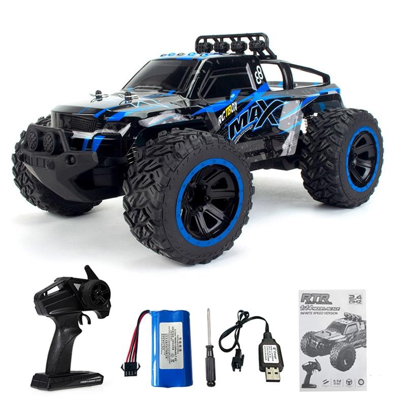 1:14 Scale 2.4G RC Bigfoot Truck, 20km/h High Speed Off-Road Crawler with PVC Anti-Crash Shell for Kids