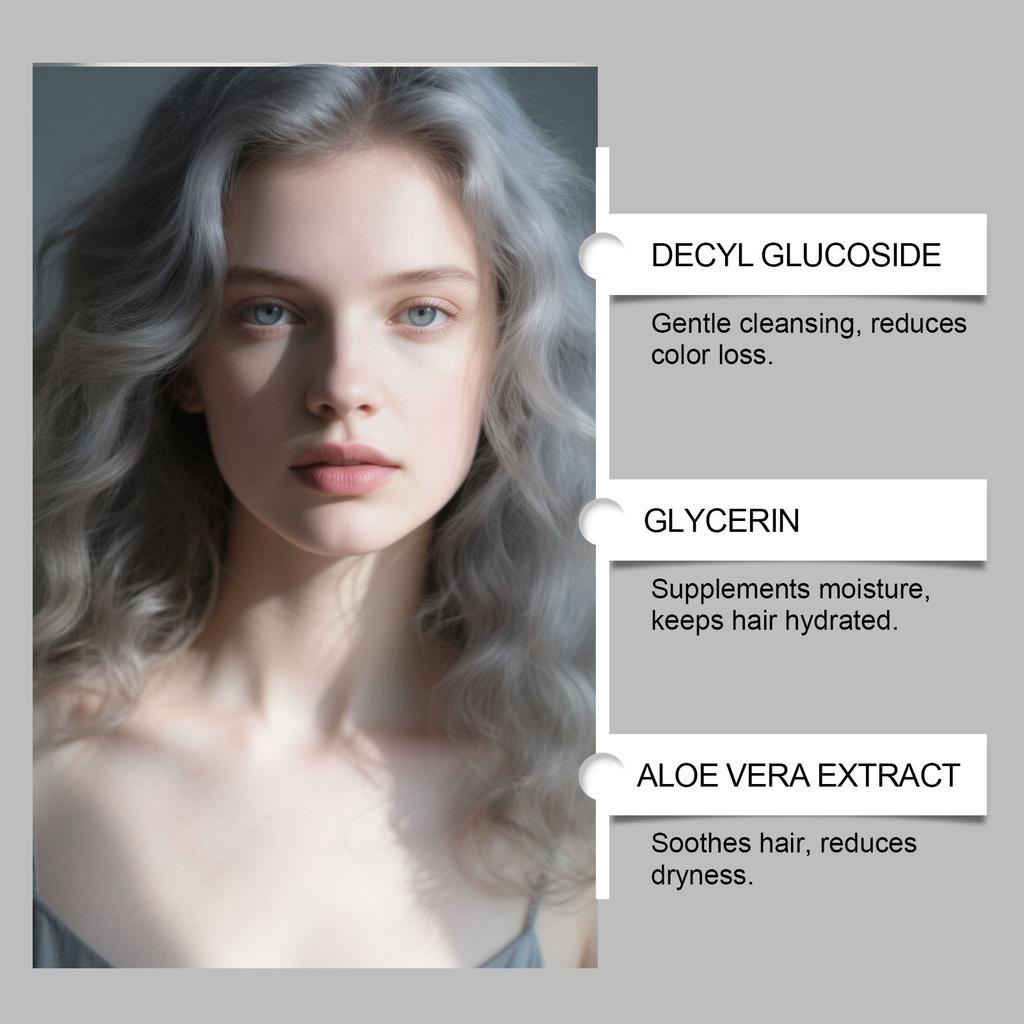 GleamXi Gray Color Locking Shampoo Moisturizing Silky Hair Lightweight Even Dyeing Fashion Shade (250ml)