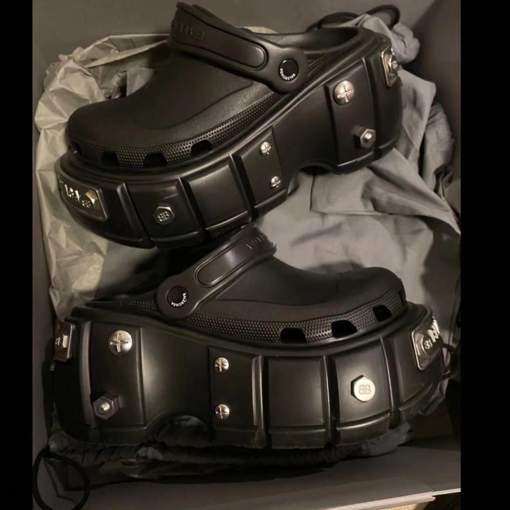 Мужские черные двойные пляжные туфли без застежек на толстой подошве