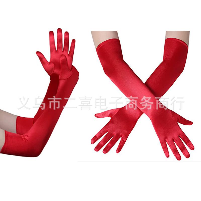 Великий Гэтсби мишура атласные черные длинные перчатки вечерние стрейч длинные перчатки 45 см