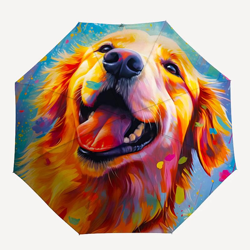 1PC Golden Retriever Artwork Automatic Opening And Closing, Sturdy Iron Frame, Portable Folding Design, Suitable For Men And Women In All Seasons91