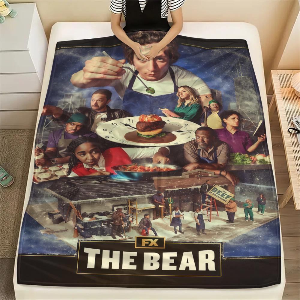1PC The Bear Print Flannel Blanket, High quality Comfortable for All Seasons, Home Decor, Warmth and Comfort, Perfect for Christmas Gifts