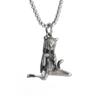 Retro Silver Plated Cute Pet Cat Wings Animal Pendant Necklace for Men Women Personalized Fashion Jewelry Couple Gifts
