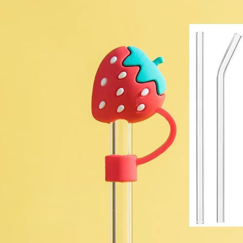 6-8mm Cute Cartoon Silicone Straw Tips Creative Straw Cover Drinking Dust Splash Proof Straw Plugs Sealing Tools Cup Accessories