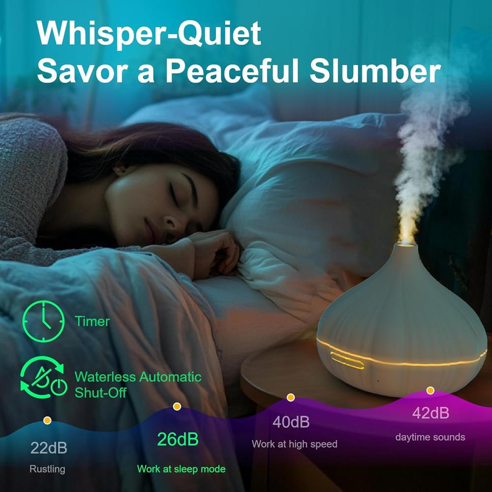 Essential Oil Diffuser, 550ml Scent Diffuser with waterless auto Off and Timer Functions, Mist humidifier with Lighting, eco-Fri