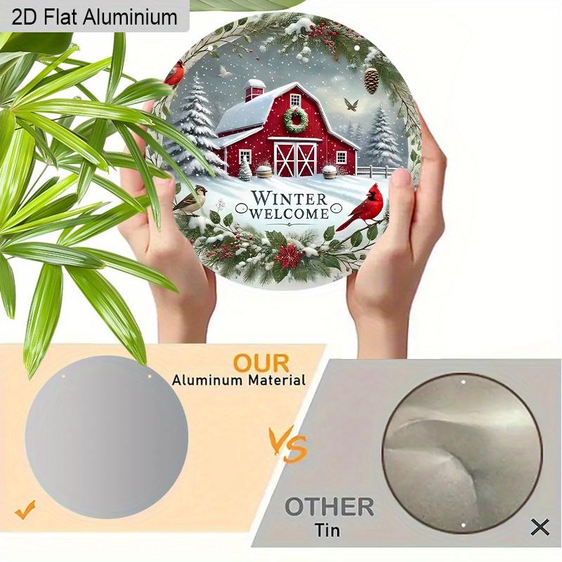 2D Flat Aluminium Cardinal Christmas Welcome Sign - Warm Winter Figurine Ornaments - Ideal for Front Door, Wall, Porch, Window Decor - Ideal