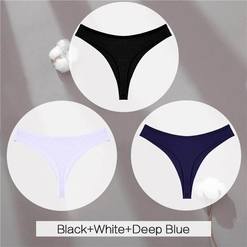 FINETOO Женские сексуальные трусики с низкой посадкой, 3 шт., стринги из 95% хлопка, нижнее белье, нижнее белье, женские трусы, сексуальное женское белье, однотонные брюки