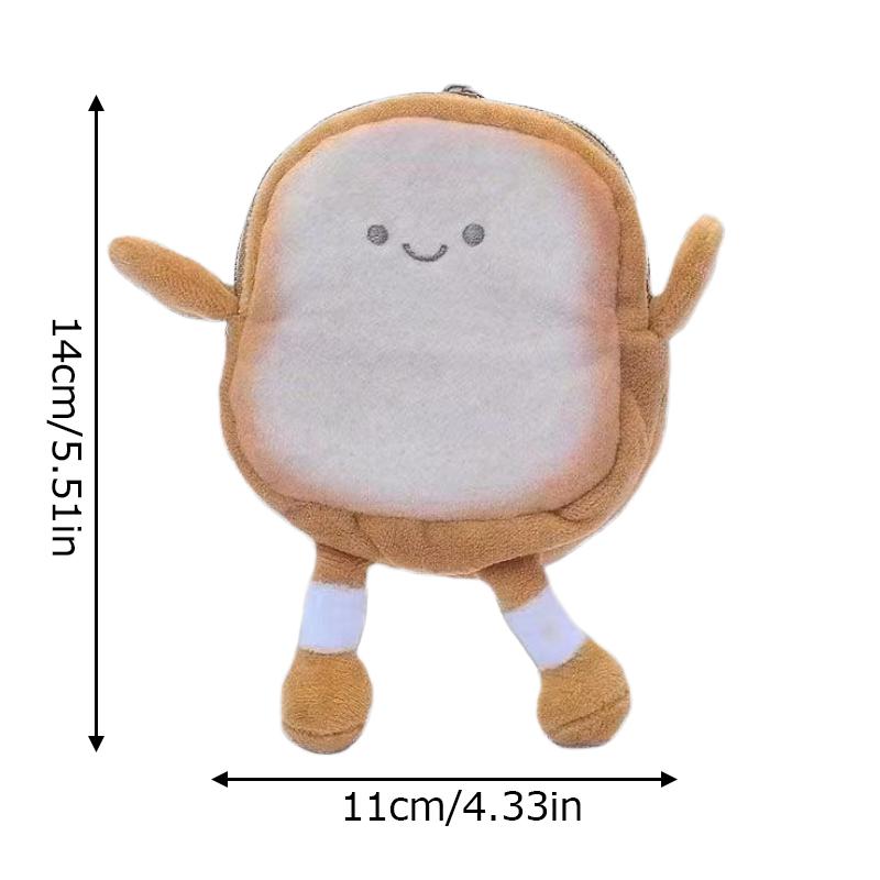 Женский кошелек для монет с подвеской Ins Style Toast Cute Expression Маленький кошелек Корейская плюшевая сумка для хранения Креативный японский