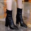 Модные женские ботильоны на высоком каблуке, кожаные туфли, элегантные туфли с острым носком, зимние тренды 2024 года, модные женские готические зимние короткие ботинки Mujer