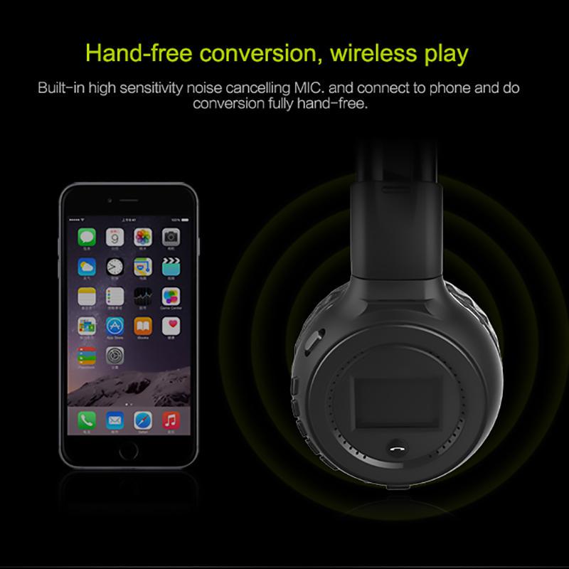 VAORLO Беспроводные наушники с Bluetooth, ЖК-дисплей, HiFi HD музыка с микроподдержкой TF/SD, воспроизведение для всех смартфонов