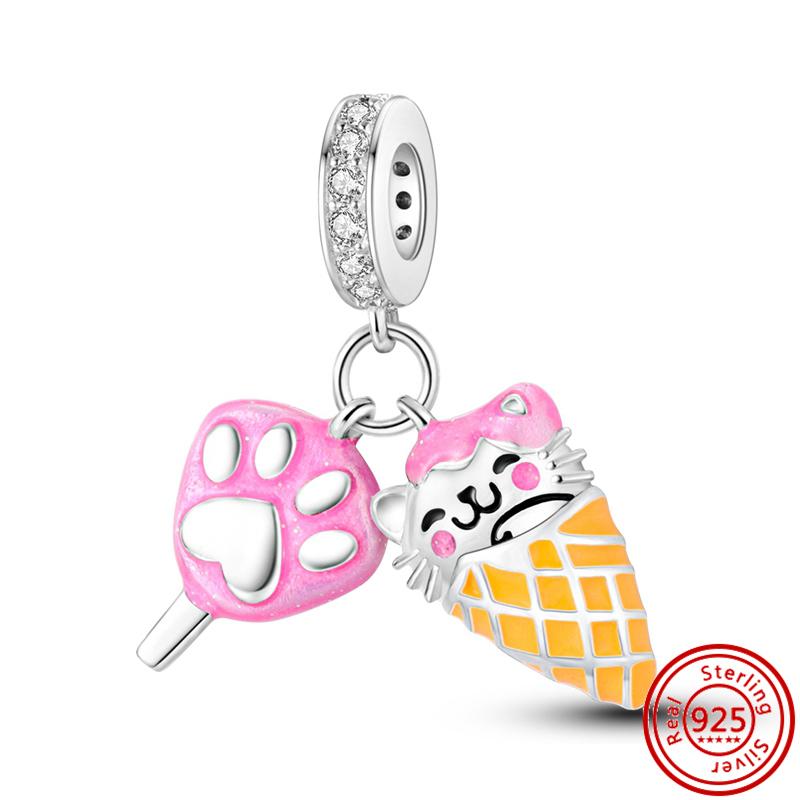 Новый оригинальный S925 стерлингового серебра шарм подвеска мотоцикл радуга сглаза гантели браслеты женщины DIY ювелирные изделия подарок