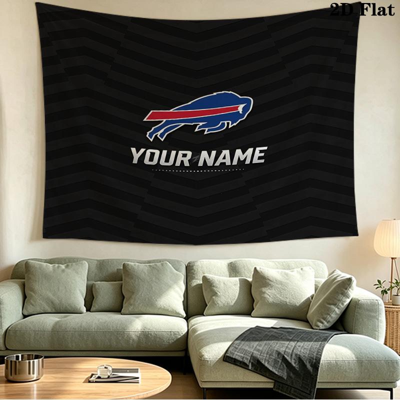 Custom Name Buffalo Bills Printed Tapestry – Wall Hanging for Bedrooms, Dorms, and Home Decor