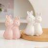Пасхальный обнимающийся кролик Керамическая фигурка Миниатюрная Розовая Белая Пара Кроликов Статуэтка Дом Офис Рабочий стол