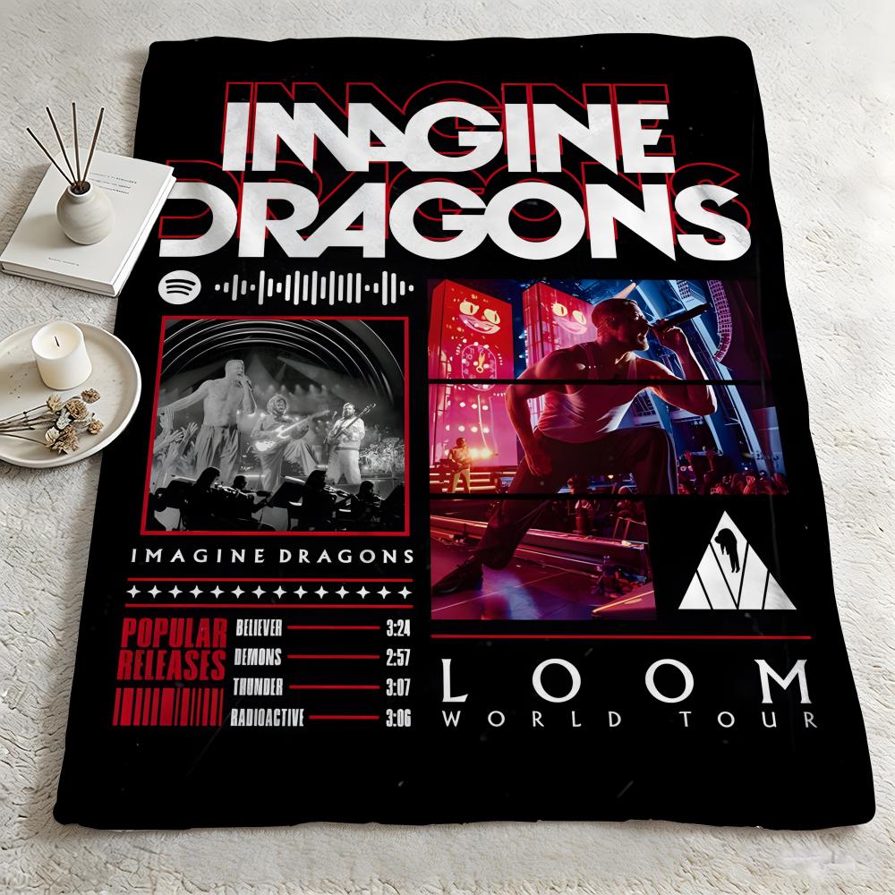 music IImagine Dragonss Throw Warm Soft Flannel Blanket Multiuse for Sofa Bed Camping Travel Nap