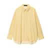 Summer New Product Women's Clothes French Style Casual Loose Yellow Stripe Long Sleeves Lapel Mid-Length Shirt Tops