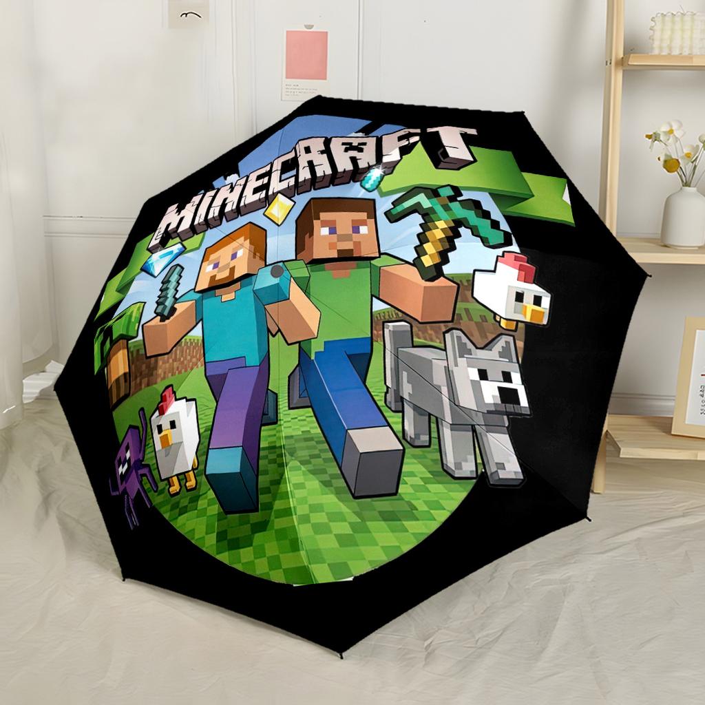 Minecraft Bee Adventure Portable Automatic Umbrella Compact & Durable 8-Rib Design Lightweight All-Season Travel Elegant Women's Umbrella