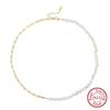 ORSA JEWELS Серебряный браслет 925 пробы, винтажная массивная звеньевая цепь типа "скрепка" с жемчугом для женщин и девушек, модные украшения GPB01