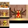 Colorful Halloween Decoration Led Lights Lantern With Bat Skull Pumpkin And Spider Designs