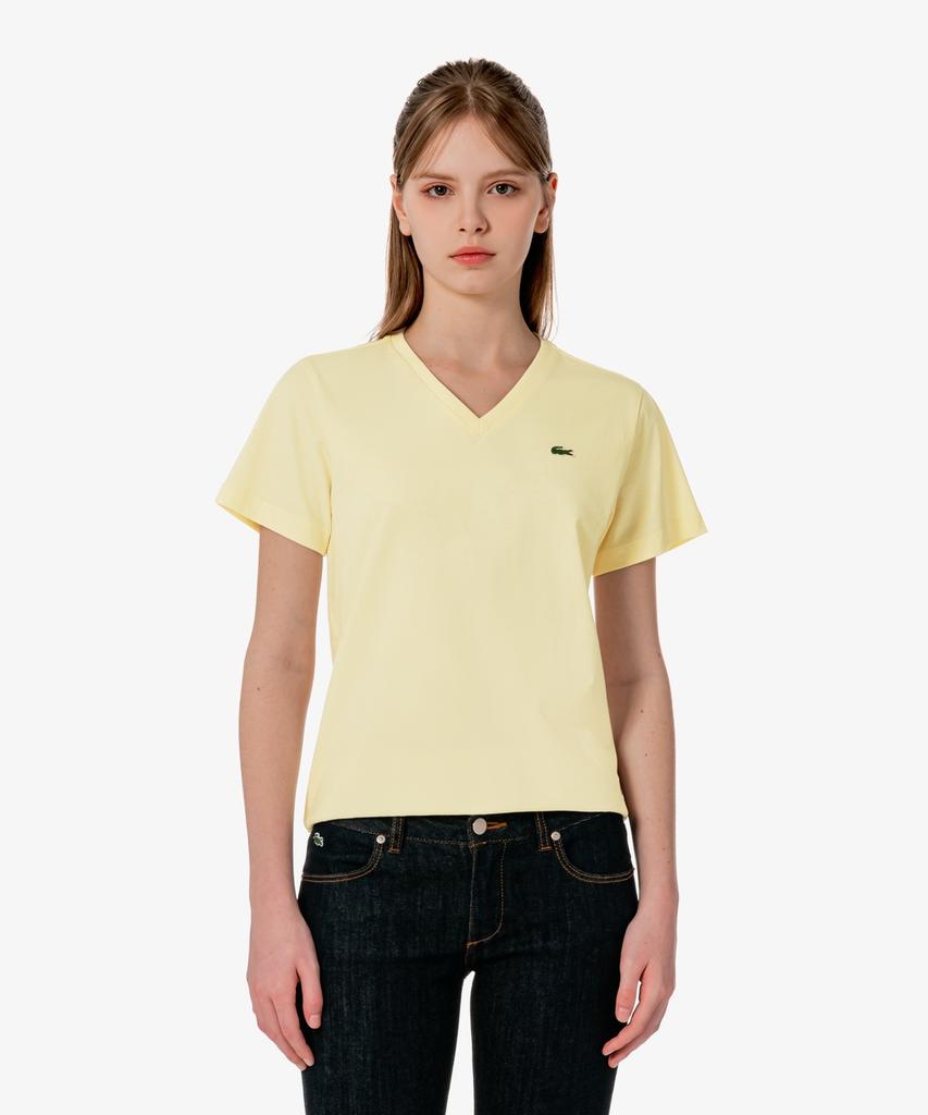 LACOSTE Женская базовая футболка с V-образным вырезом и коротким рукавом Tf833E-56G S7G