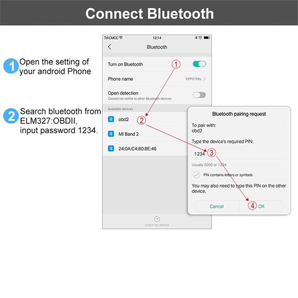 ANCEL ELM327 V1.5 Bluetooth OBD2 сканер автомобильный диагностический инструмент проверка кода неисправности двигателя мини-адаптер OBDII ODB2 для Android