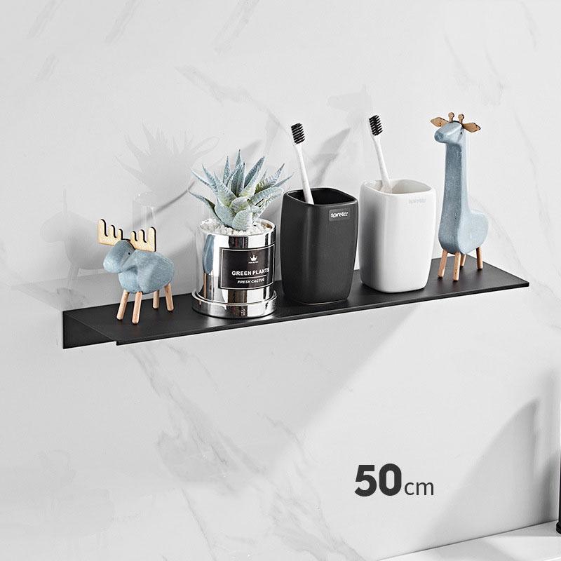 30-50cm Wall-mounted Bathroom Shower Shelf Black/White Wash Gargle Storage Rack Holder Toilet Organize Aluminum Bathroom Shelves