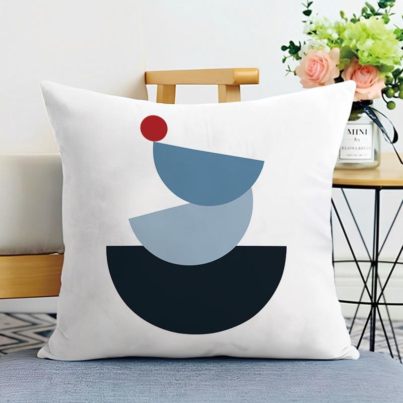 Simple Blue Geometric Lines Print Decorative Pillowcase Bedroom Living Room Square Cushion Pillowcase