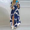 Spring and Summer New Fashion Printing Long-sleeved Shirt Sexy Dress