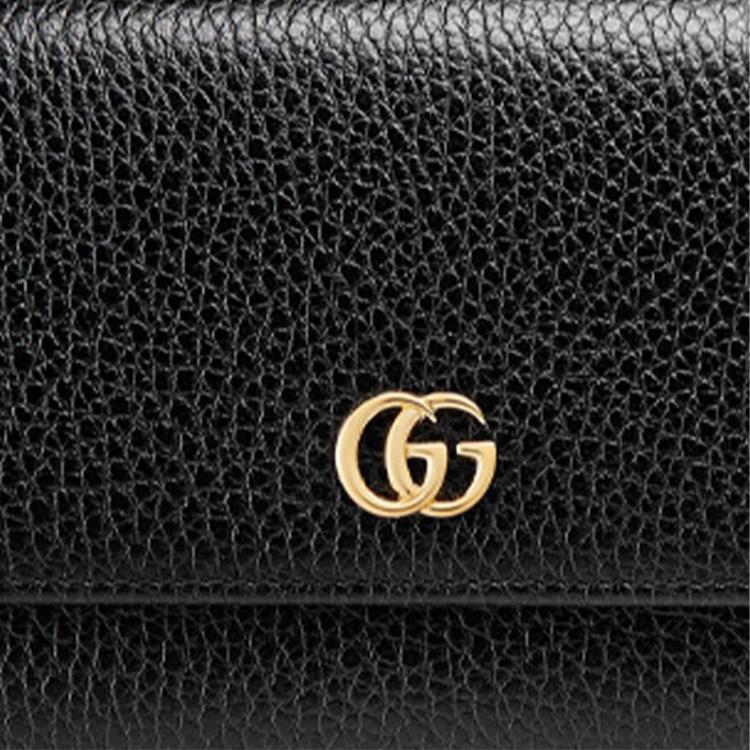 Gucci Marmont Small Double G Metal Decor Zipper Coin Purse Snap Closure Leather Wallet Women wallet Black 456116-CAO0G-1000