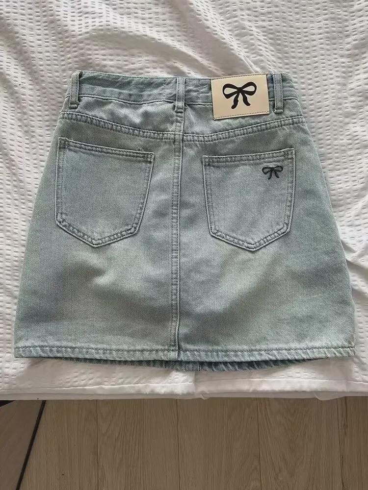 2025 Женская узкая юбка-трапеция большого размера в американском стиле в стиле ретро из денима