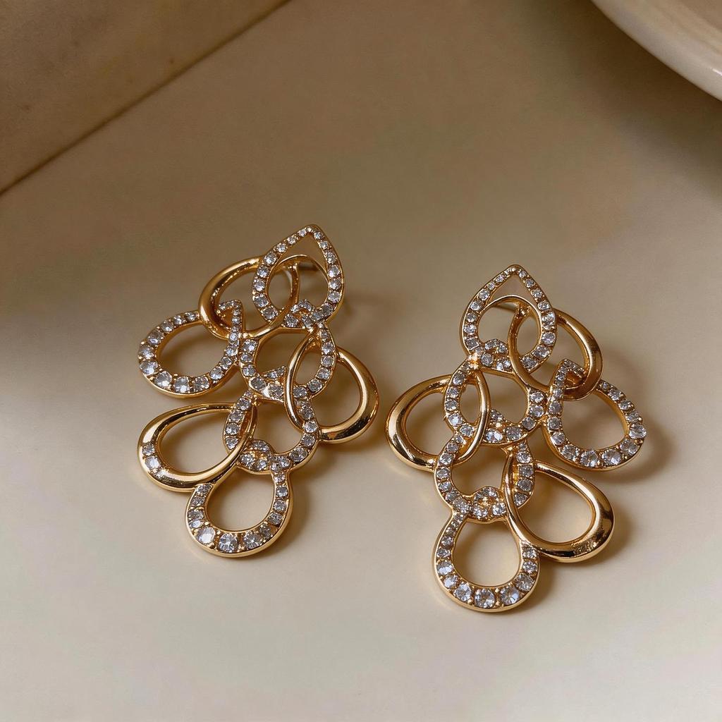 Серебряная Игла Роскошные Серьги-Капли со Стразами - Стильные Европейские и Американские Модные Аксессуары